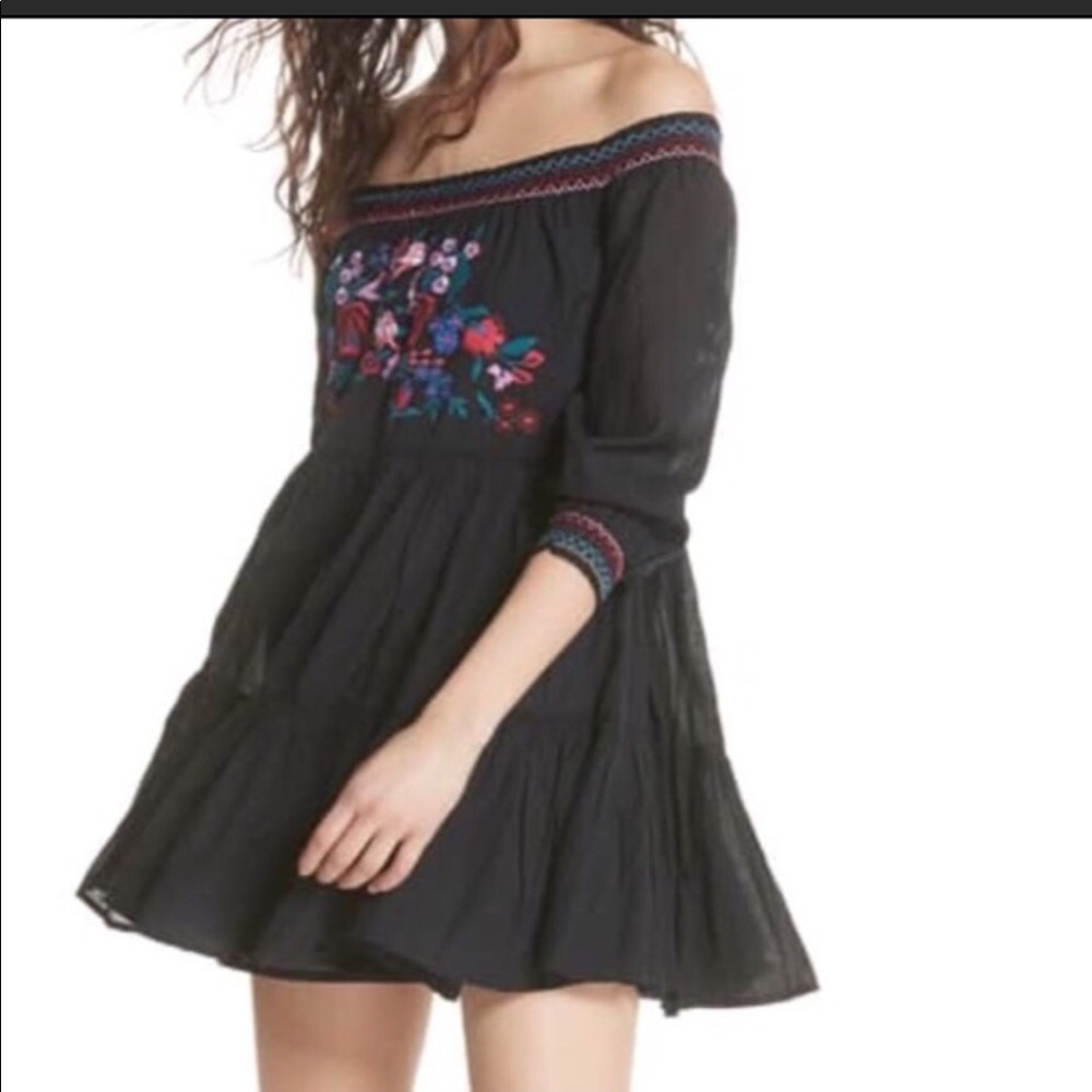 Free People embroidered off the shoulder dress